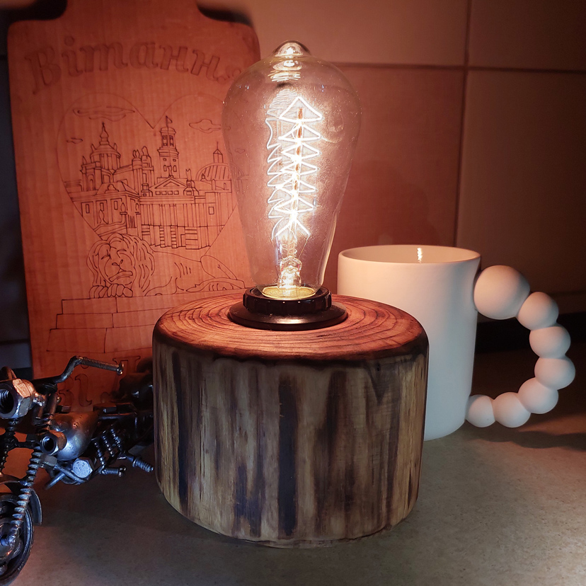 Світильник з ясеня напівтемного, лампа Едісона ST64