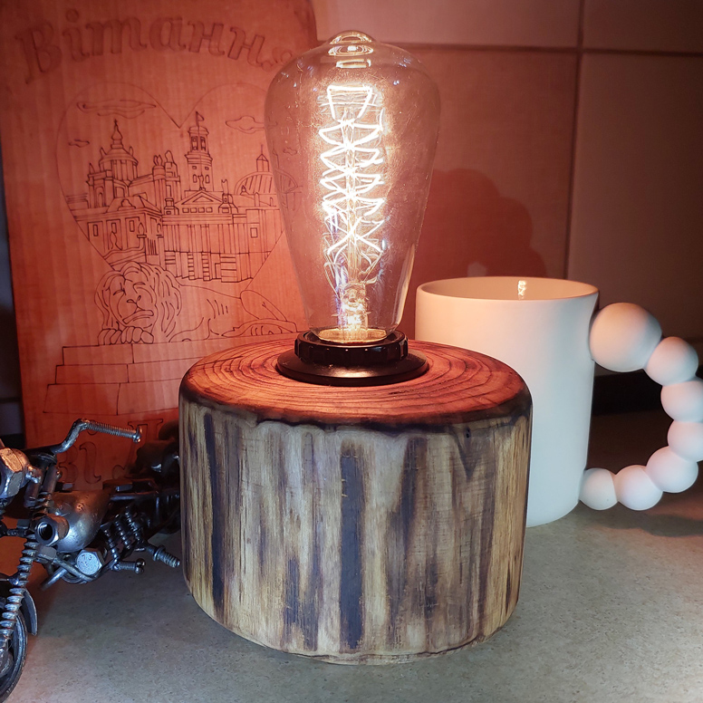 Світильник з ясеня напівтемного, лампа Едісона ST64-2