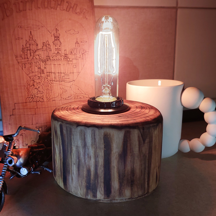 Світильник з ясеня напівтемного, лампа Едісона T10