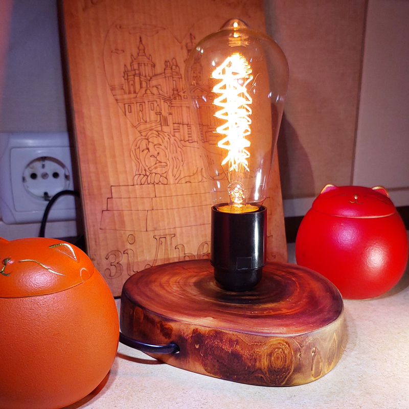 Лофт-світильник Вогник ясень темний, лампа ST64-2