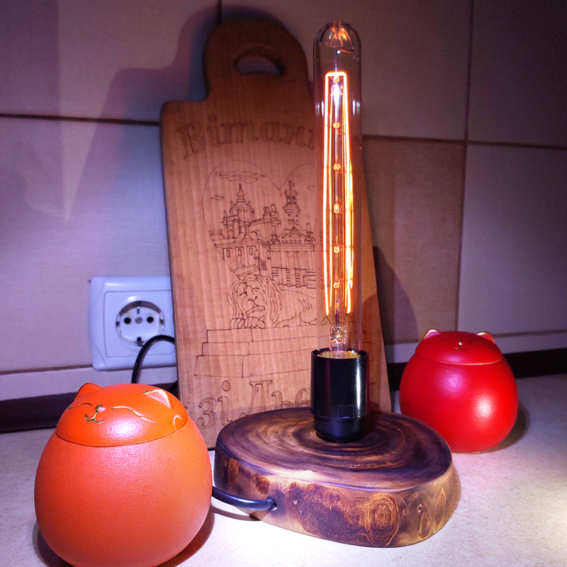 Світильник ручної роботи Вогник ясен темний, лампа T225